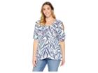 Extra Fresh By Fresh Produce Plus Size Palm Leaves Crossover Escape Top (white) Women's Clothing
