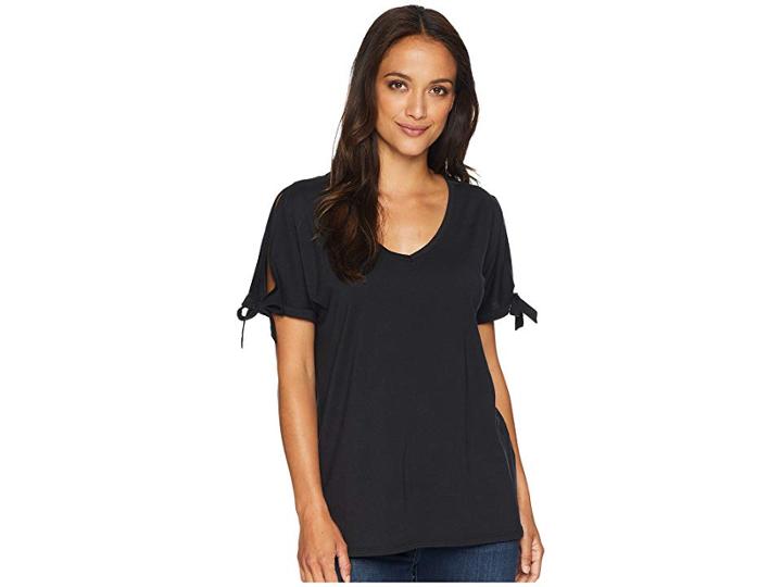 Nydj Tie Sleeve Tee (black) Women's T Shirt