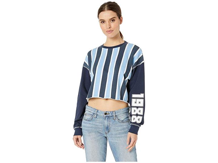 Juicy Couture 1988 Juicy Logo Stripe Terry Pullover (regal/beach Blue Sunset) Women's Clothing