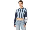 Juicy Couture 1988 Juicy Logo Stripe Terry Pullover (regal/beach Blue Sunset) Women's Clothing