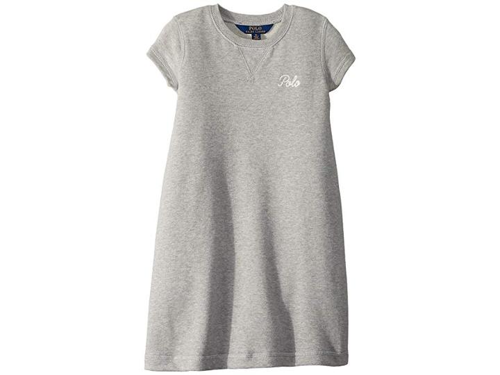 Polo Ralph Lauren Kids French Terry A-line Dress (little Kids) (light Grey Heather) Girl's Dress