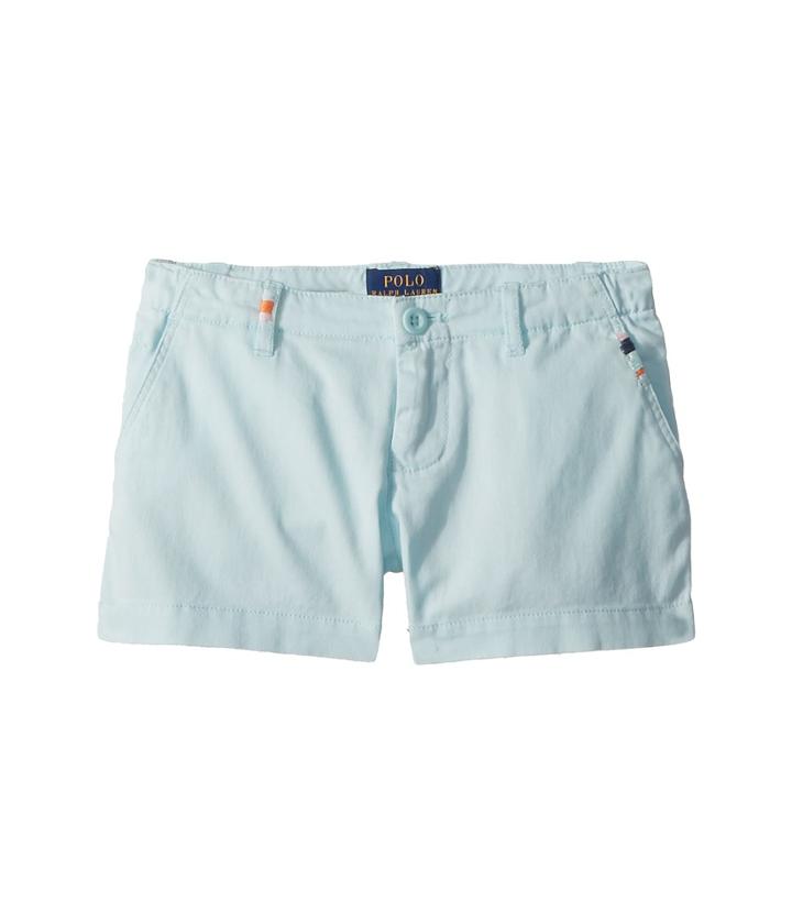 Polo Ralph Lauren Kids Embroidered Chino Shorts (little Kids) (crystal Blue) Girl's Shorts