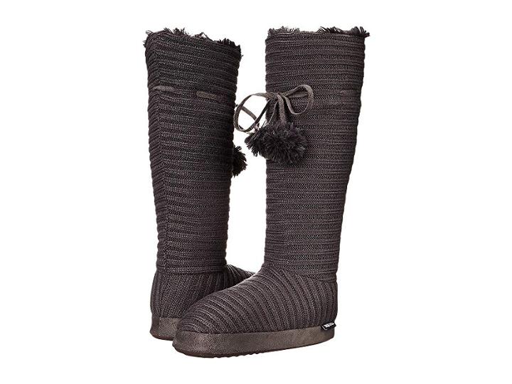 Muk Luks Slipper Boot W/ Poms (grey) Women's Pull-on Boots