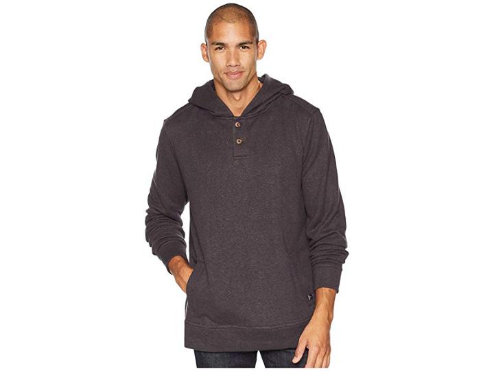 Prana Trawler Hooded Henley Fleece (charcoal Heather) Men's Fleece