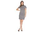 Ivanka Trump Cap Sleeve Plaid Dress (black/scarlet) Women's Dress