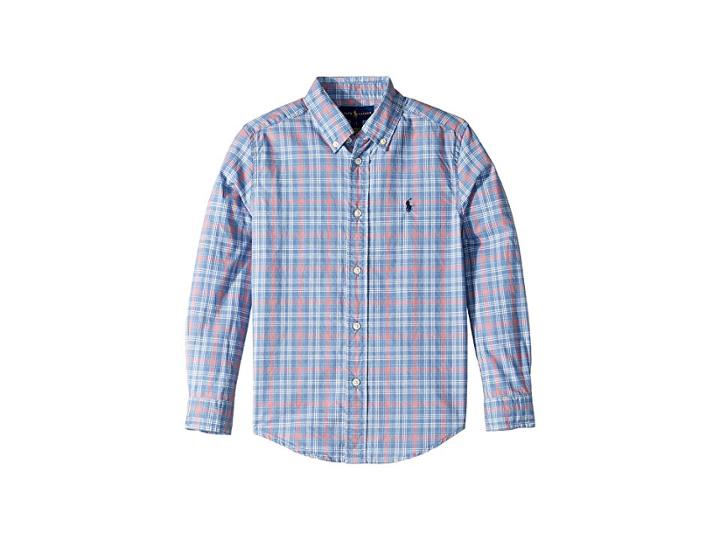 Polo Ralph Lauren Kids Plaid Cotton Poplin Shirt (little Kids/big Kids) (blue Multi) Boy's Clothing
