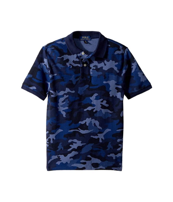 Polo Ralph Lauren Kids Camo Mesh Polo Shirt (big Kids) (blue Camo) Boy's Clothing