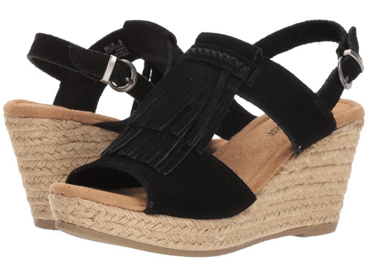 Minnetonka Ashley Ii (black Suede) Women's Wedge Shoes