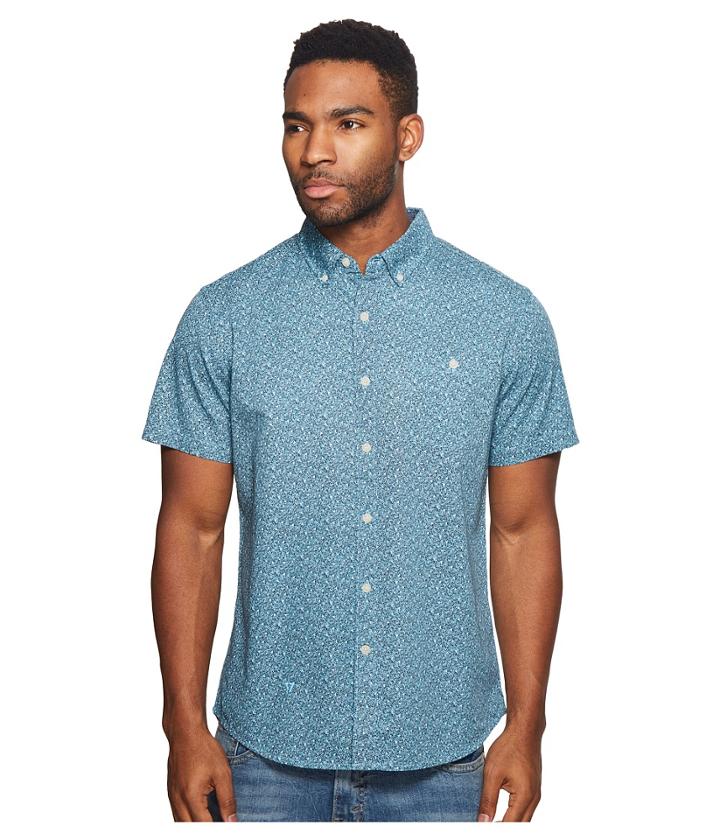 Vissla Mandurah Short Sleeve Printed Woven Top (pacific Blue) Men's Clothing