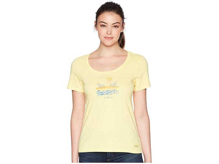 Life Is Good Let's Sea Crusher Scoop Neck Tee (happy Yellow) Women's T Shirt