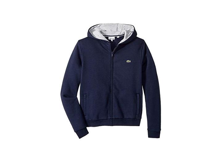 Lacoste Kids Sport Hoodie Fleece (toddler/little Kids/big Kids) (navy Blue/silver Chine) Boy's Sweatshirt