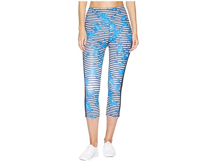 Kate Spade New York Athleisure Hibiscus Stripe Leggings (rich Navy) Women's Casual Pants