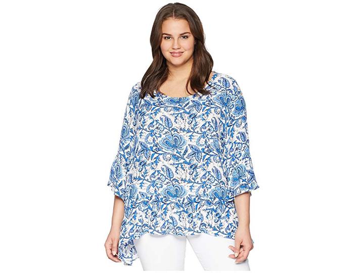 Karen Kane Plus Plus Size Ruffle Hem Top (print) Women's Clothing