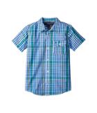 Tommy Hilfiger Kids Short Sleeve Chris Yarn-dye Plaid Shirt (big Kids) (regatta Blue) Boy's Clothing
