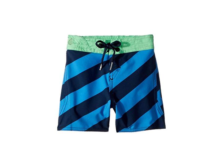 Volcom Kids Stripey Elastic Boardshorts (toddler/little Kids) (indigo) Boy's Swimwear