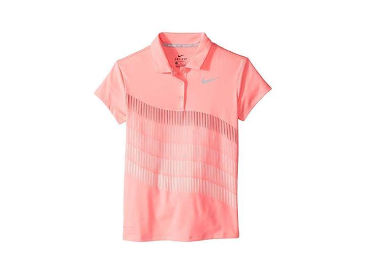 Nike Kids Dry Polo Short Sleeve Print (little Kids/big Kids) (sunset Pulse/black) Girl's Short Sleeve Pullover