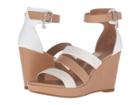 Armani Jeans Leather And Woven Eco Leather Wedge (white) Women's Wedge Shoes