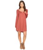 Culture Phit Mille Long Sleeve Dress With Strap Detail (brick) Women's Dress