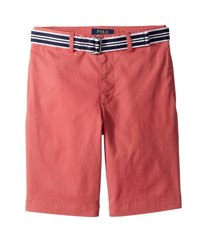 Polo Ralph Lauren Kids Slim Fit Belted Stretch Shorts (big Kids) (adirondack Berry) Boy's Shorts