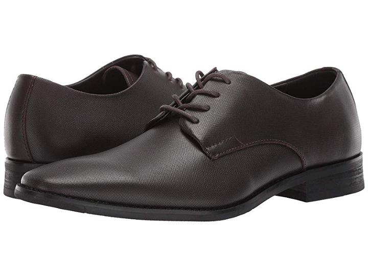 Calvin Klein Ramses (dark Brown Small Grid Emboss Leather) Men's Lace Up Casual Shoes