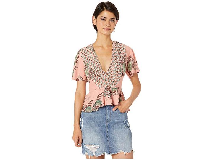 Angie Surplus Short Sleeve Top (blush) Women's Clothing
