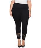 Hue Plus Size Lace Blocked Cotton Skimmer (black) Women's Casual Pants