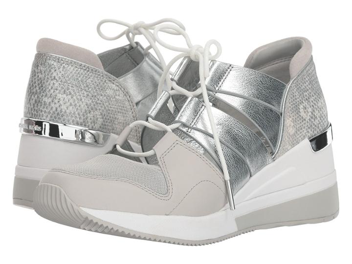 Michael Michael Kors Beckett Trainer (aluminum/silver Vachetta/metallic Nappa/metallic Ring Lizard) Women's Shoes