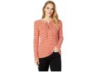 Michael Michael Kors Cut Out Lace-up Top (bright Terra Cotta/white) Women's Clothing