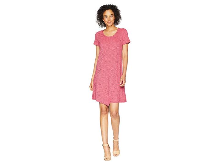 Mod-o-doc Slub Mini Stripe Asymmetrical Hem T-shirt Dress (desert Rose) Women's T Shirt