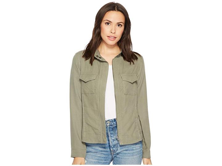 Liverpool Anorak Shirt Jacket In Textured Tencel (shadow Green) Women's Coat