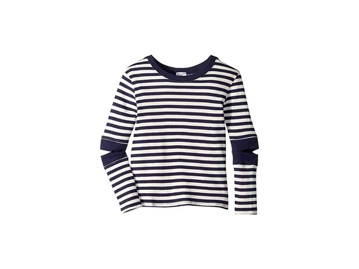 Splendid Littles Stripe Cut Out Top (big Kids) (navy) Girl's Clothing