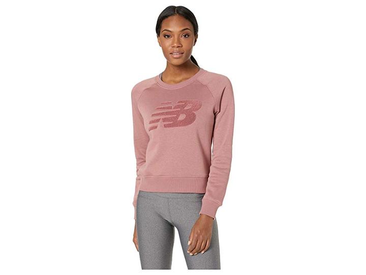 New Balance Chenille Brushed Crew Top (dark Oxide) Women's Sweater