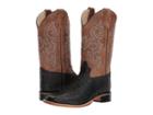 Old West Kids Boots Black Croc Print Square Toe (big Kid) (black) Cowboy Boots