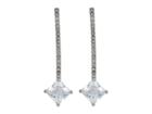 Lauren Ralph Lauren Linear Pave Bar With Square Stone Earrings (silver/crystal) Earring
