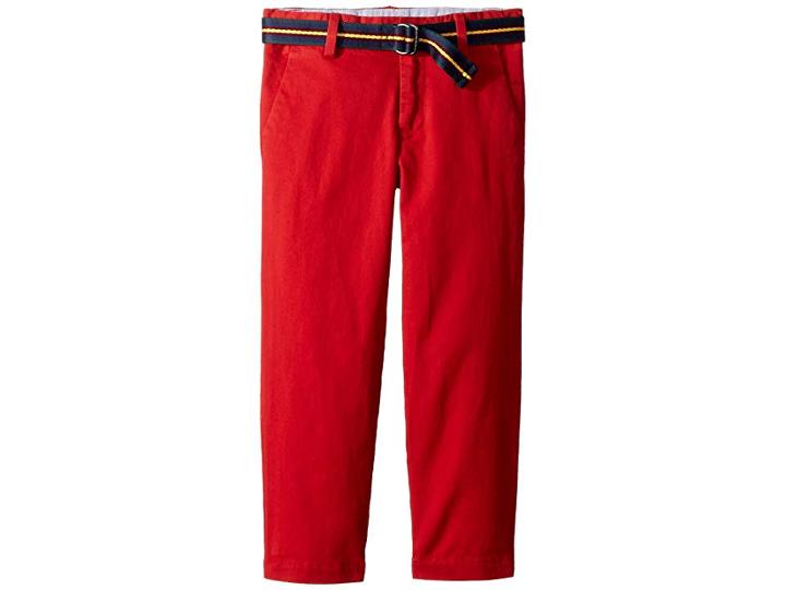 Polo Ralph Lauren Kids Belted Stretch Skinny Chino (toddler) (faded Red) Boy's Casual Pants