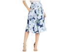 Tahari By Asl Inverted Midi Pleat Skirt (navy Floral) Women's Skirt