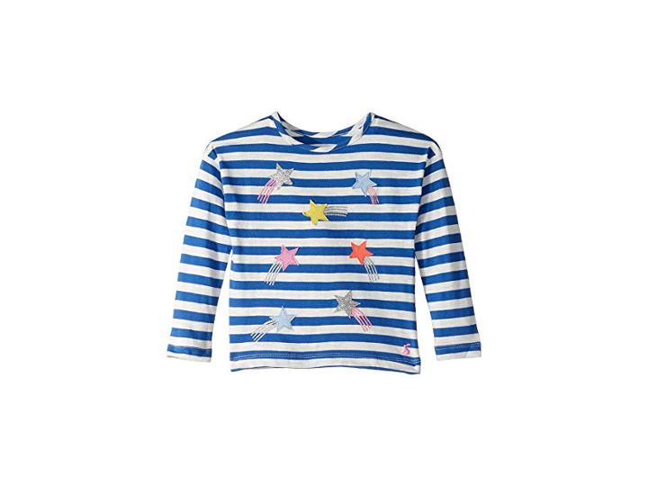 Joules Kids Cora T-shirt (toddler/little Kids/big Kids) (blue Cream Stripe) Girl's T Shirt