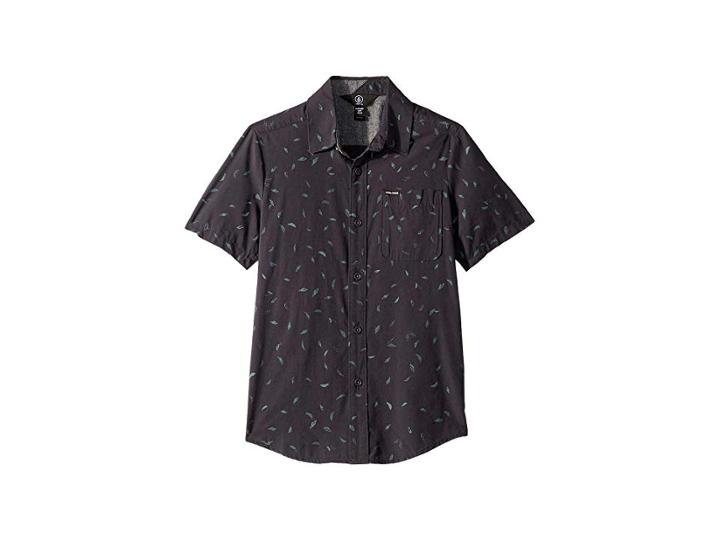 Volcom Kids Quency Dot Short Sleeve Shirt (big Kids) (asphalt Black) Boy's Short Sleeve Button Up