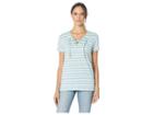 U.s. Polo Assn. Stripe Lace-up T-shirt (aqua Heather) Women's Clothing