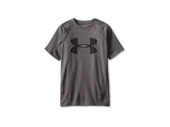 Under Armour Kids S/s Ua Techtm Big Logo (big Kids) (carbon Heather/black) Boy's T Shirt