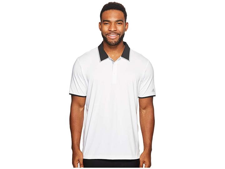 Adidas Golf Climacool Performance Polo (white/black/mid Grey) Men's Short Sleeve Pullover