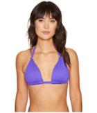 Lauren Ralph Lauren Beach Club Solids Molded Cup Slider Top W/ Small Hammered Barette Slider (purple) Women's Swimwear