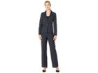Le Suit One-button Shawl Collar Stripe Pants Suit (navy) Women's Suits Sets