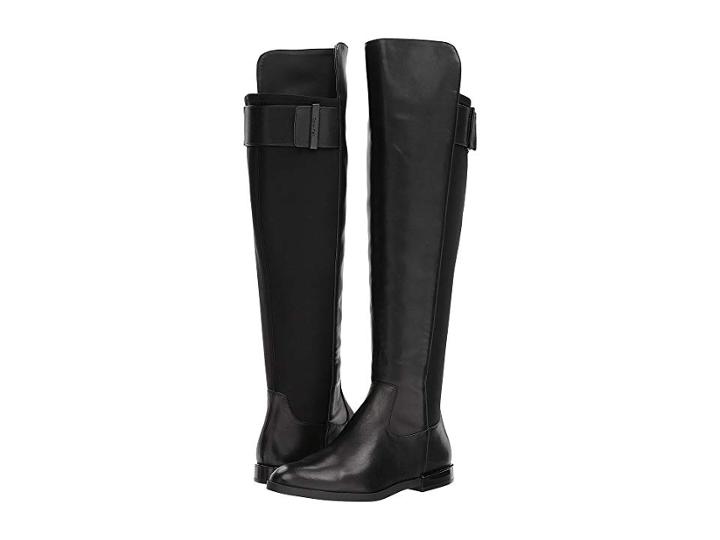 Calvin Klein Priya (black Cow Silk/neoprene Wide Calf) Women's Shoes