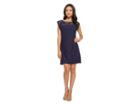 Vince Camuto Lace Dress With Shoulder Trim (navy) Women's Dress
