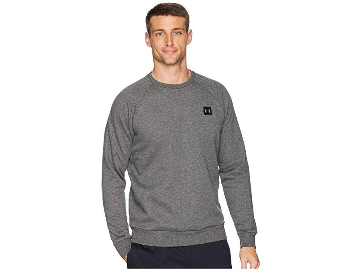 Under Armour Rival Fleece Crew (charcoal Light Heather/black) Men's Clothing