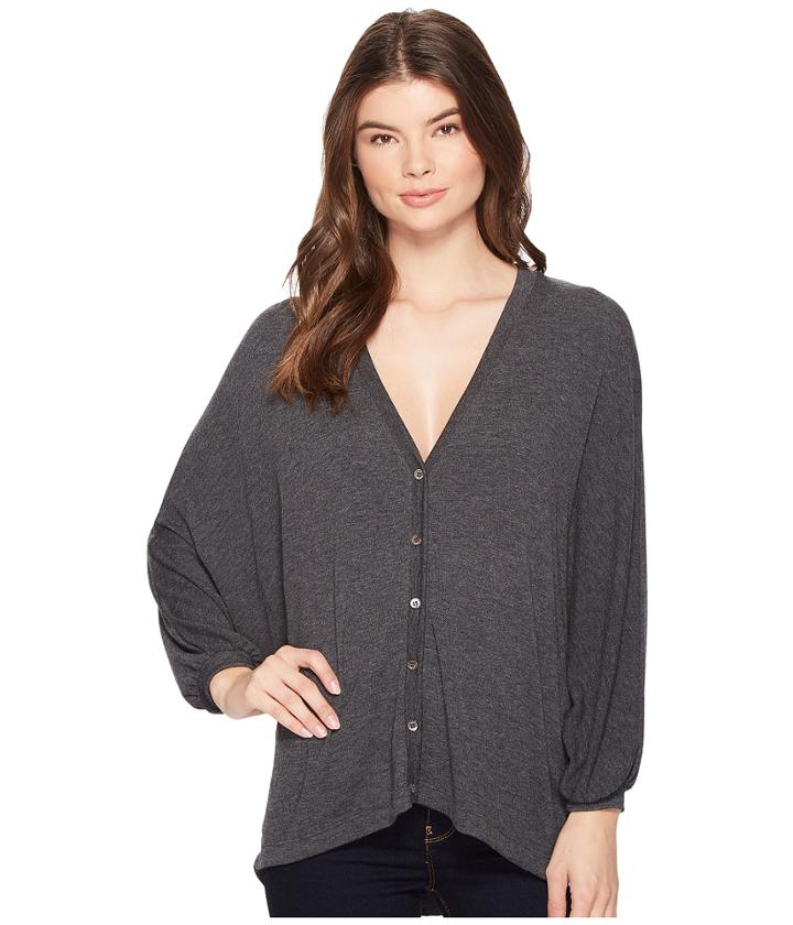 Three Dots Featherweight Sweater Cardi (charcoal) Women's Sweater