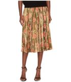 Kate Spade New York Hazy Rose Pleated Lame Skirt (black Multi) Women's Skirt