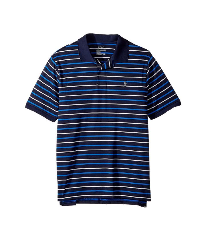 Polo Ralph Lauren Kids Moisture-wicking Polo Shirt (big Kids) (newport Navy Multi) Boy's Clothing