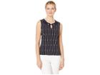 Tommy Hilfiger Anchor Drop Print Grommet Sleeveless Knit Top (midnight/ivory) Women's Clothing